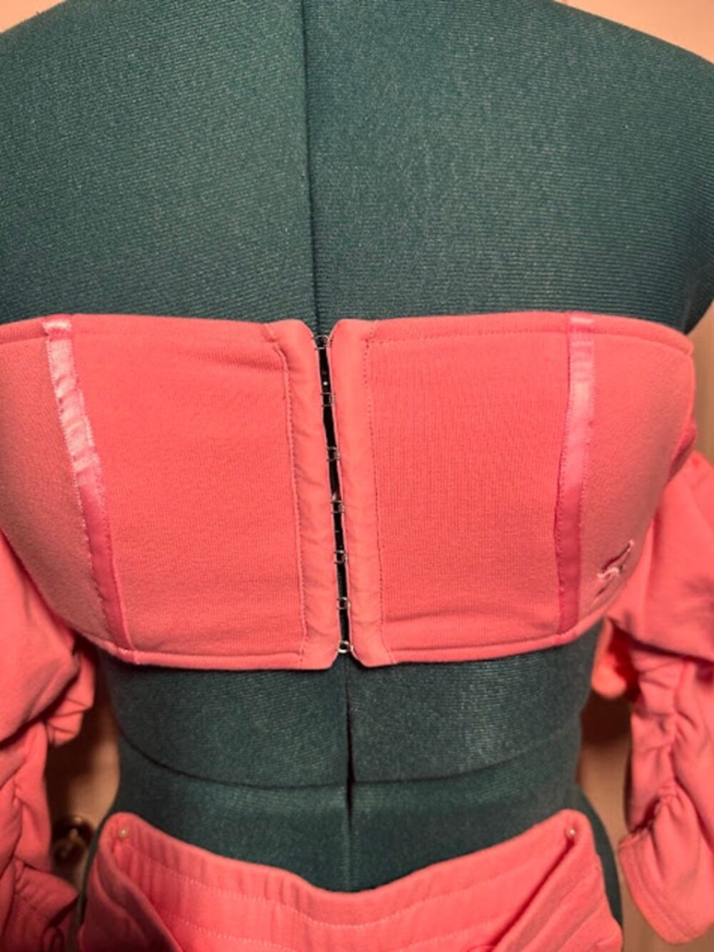 Gsuwoo Pink Matching Set Strapless Tube Top Ruched Pants Lounge Glam